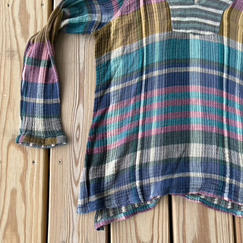 ** Soft Surroundings Rustic Multicolor Tunic Plaid Top Shirt Medium - Picture 3 of 9